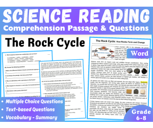 Earth Science Reading Comprehension Passage: The Rock Cycle (Word)