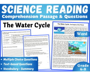 Earth Science Reading Comprehension Passage: The Water Cycle (Word)