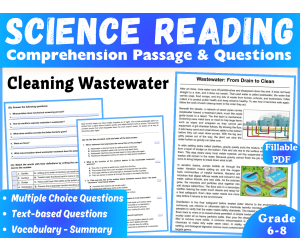 Earth Science Reading Passage: Cleaning Wasterwater (Fillable PDF)