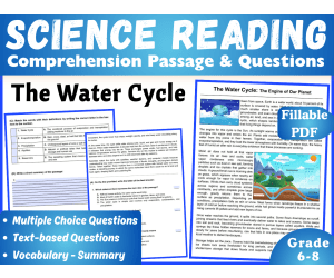 Earth Science Reading Passage: The Water Cycle (Fillable PDF)