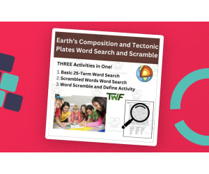 Earth's Composition & Tectonic Plates Word Search & Scramble Activity
