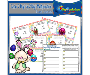 Easter 2 Digit By 2 Digit Multiplication Task Cards With Response Sheet & Answer Key - EBOOK