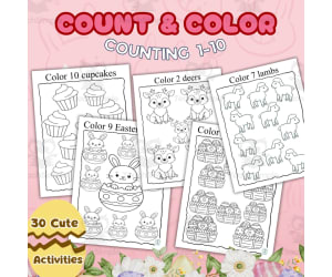 Easter & Spring Counting and Coloring 1-10