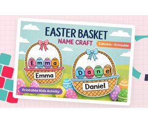 Easter Basket Name Craft Editable Printable Kids Activity