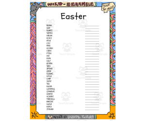Easter word Scramble puzzle worksheet