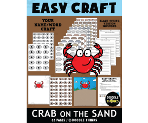 Easy Craft Crab on the Sand Name or Favorite Word Paper Craft Project