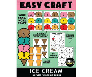 Easy Craft Ice Cream Name or Favorite Word Paper Craft Project