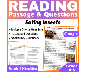 Eating Insects: Social Studies Reading Comprehension Passage (Docs)