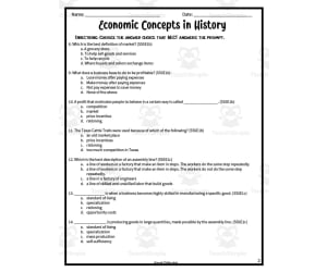 Economic Concepts in History Assessment Study Guide
