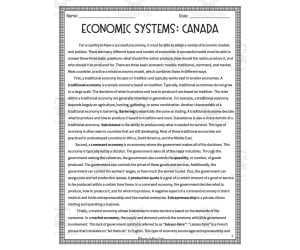 Economic Models in Canada Reading Packet