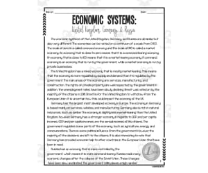 Economic Systems: United Kingdom, Germany + Russia Reading Packet