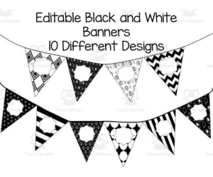 Editable Black and White Banners