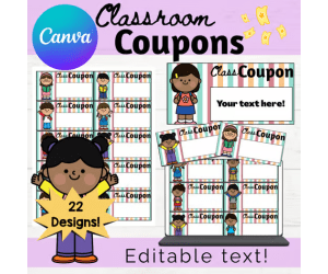 Editable Classroom Coupons Template Student Reward Tickets Canva Print