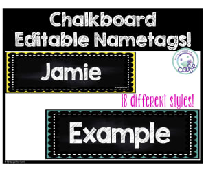 Editable Nametags - Chalkboard Design