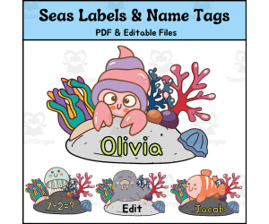 Editable Ocean Animal Name Tags –Perfect for a Splashy Classroom Decor