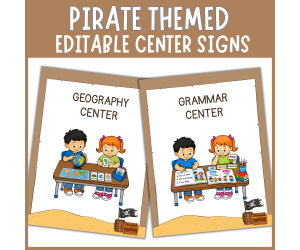 FREE Editable Pirate Theme center sign classroom station label decor