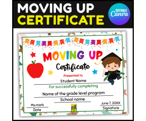Editable Preschool Moving Up Certificates