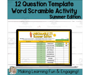 Editable Self-Checking & Self-Grading Template - Digital Activity Summer Edition 12 Questions