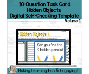 Editable Self-Checking Hidden Pictures Task Card Template.Vol. 1