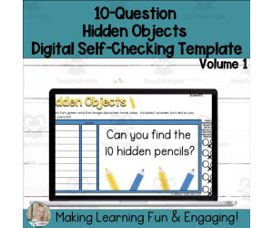 Editable Self-Checking Hidden Pictures Template - Digital Activity Vol