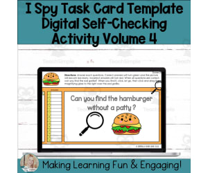 Editable Self-Checking Self-Grading I Spy Template - Digital Task Card