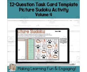 Editable Self-Checking Task Card Template Activity Picture Sudoku Vol4