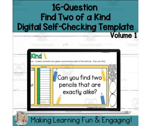 Editable Self-Checking Two of a Kind Task Card Template Digital Activi