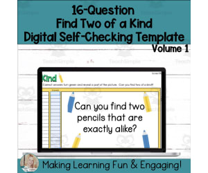 Editable Self-Checking Two of a Kind Template Digital Activity Vol. 1
