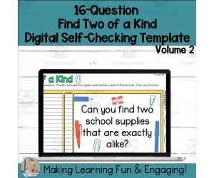 Editable Self-Checking Two of a Kind Template Digital Activity Vol. 2