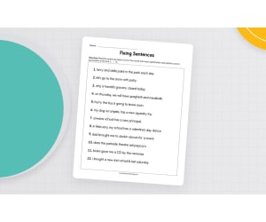 Editing Sentences Worksheet