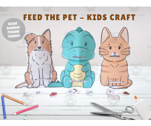 Education paper craft, Feed my pet activity for kids, Fun interactive