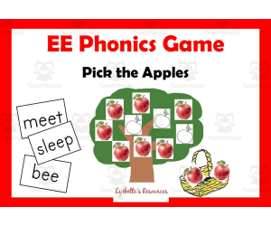 Long Vowel EE Phonics Game: Pick the Apples