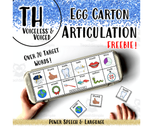 Egg Carton Artic, Speech Therapy Activities, TH Articulation, Homework, FREEBIE