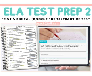 ELA Test Prep Worksheets Language Arts Review Print & Digital Activity