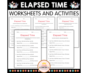 Elapsed Time to the Hour - Minute and Days Worksheets for Grade 4, 5