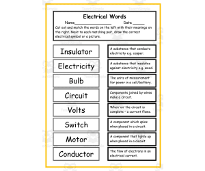Electrical Words and Symbols Worksheet