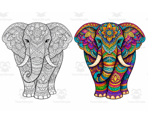 Elephants Mandala Coloring Page Worksheet activity