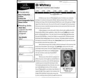 Eli Whitney Reading Packet