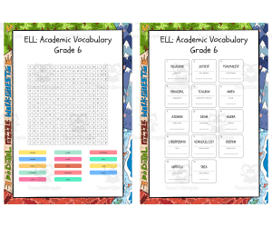 ELL Academic Vocabulary Grade 6 word search, scramble and crossword pu