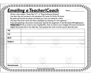 Email a Teacher/Coach: Letter Writing and Life Skills