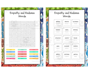 Empathy and Kindness Words word search, scramble and crossword puzzle