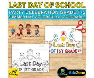 End of School Bash: Printable Summer Crowns for Grades 1-5 Last Day!