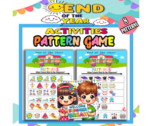 End of The Year Finish the Pattern Worksheets Activity Puzzles for Pre
