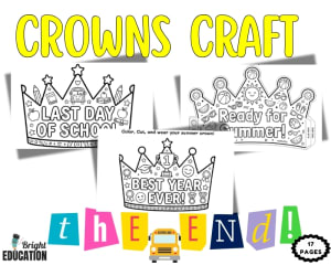 End of the Year Hat Crown Craft – Summer Break Coloring Crown