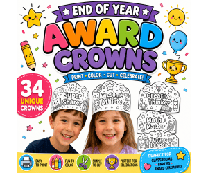 End of Year Award Crowns Printable | Student Awards Activity PDF