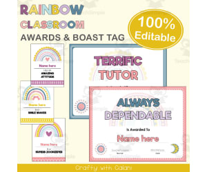 End Of Year Classroom Awards in Pastel Rainbow Theme - 100% Editable