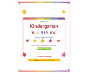 End of Year ELA Review Worksheets & Games for Kindergarten