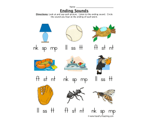 Ending Sounds Worksheet