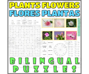 English Spanish Vocabulary Flash Cards Worksheets Puzzles PLANTS