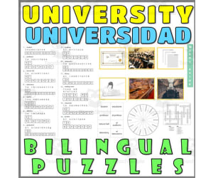 English Spanish Vocabulary Flash Cards Worksheets Puzzles UNIVERSITY